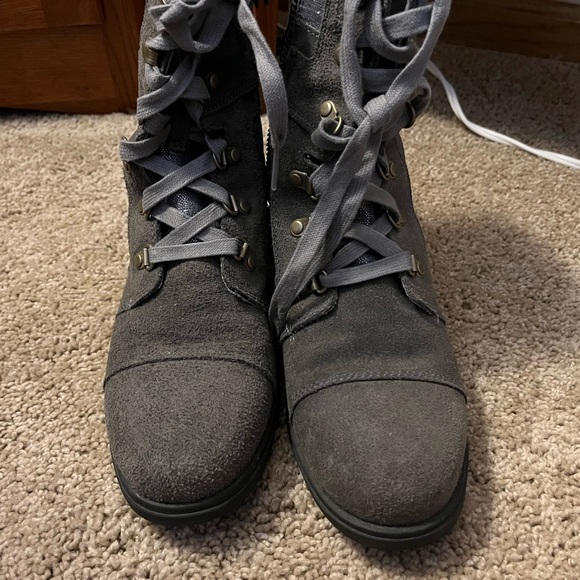 🔥Sorel Women's Blue Olive Major Carley NL2158-053 Lace Up Ankle Moto Boots Sz 8 - Picture 2 of 6